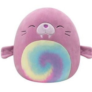 Squishmallows 11” -sized Purple Walrus with Rainbow Tie-Dye Belly toy